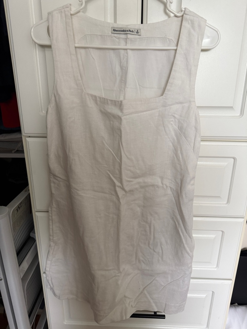 Abercrombie & Fitch Cream Linen Square-Neck Dress